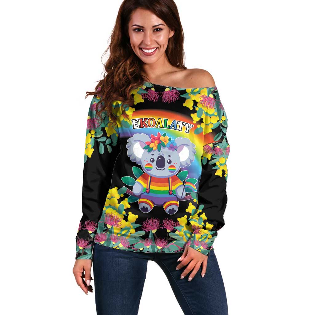 LGBTQ Koala Gay Off Shoulder Sweater Aussie Koala Bear Ekoalaty
