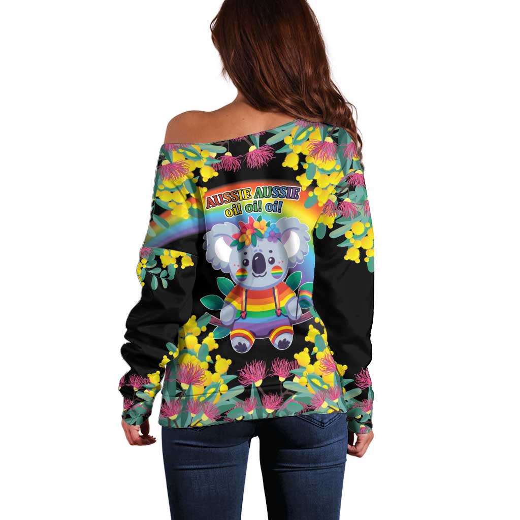 LGBTQ Koala Gay Off Shoulder Sweater Aussie Koala Bear Ekoalaty