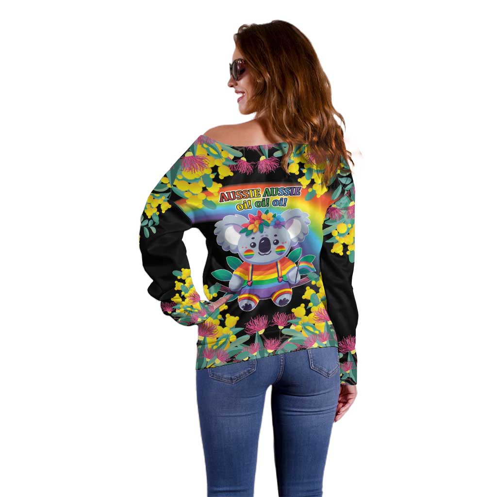 LGBTQ Koala Gay Off Shoulder Sweater Aussie Koala Bear Ekoalaty