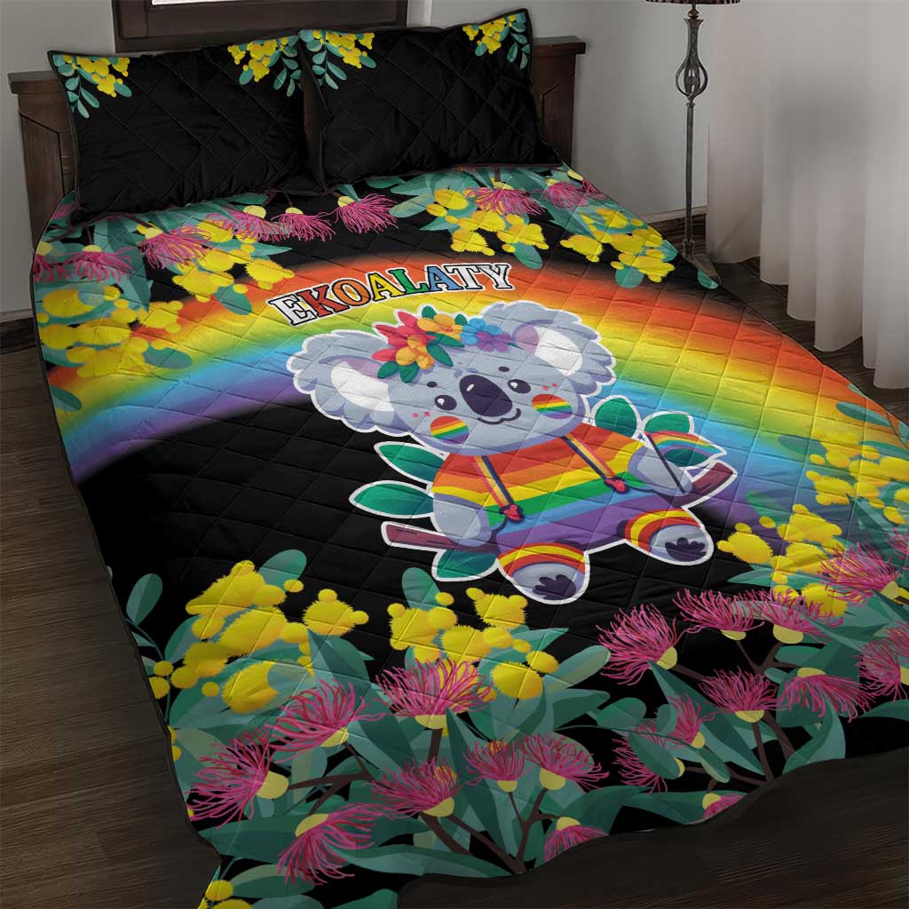 LGBTQ Koala Gay Quilt Bed Set Aussie Koala Bear Ekoalaty