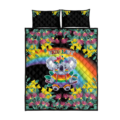 LGBTQ Koala Gay Quilt Bed Set Aussie Koala Bear Ekoalaty