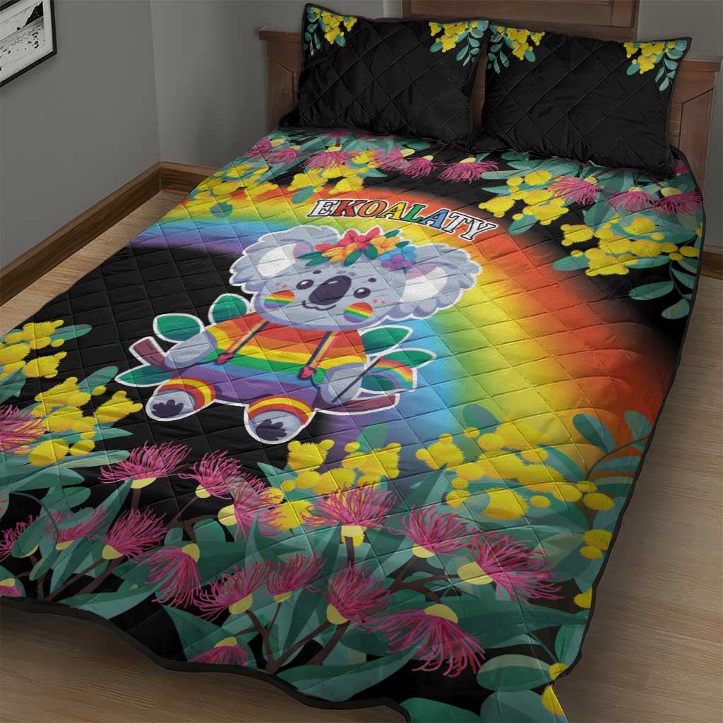 LGBTQ Koala Gay Quilt Bed Set Aussie Koala Bear Ekoalaty