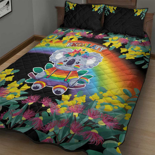 LGBTQ Koala Gay Quilt Bed Set Aussie Koala Bear Ekoalaty