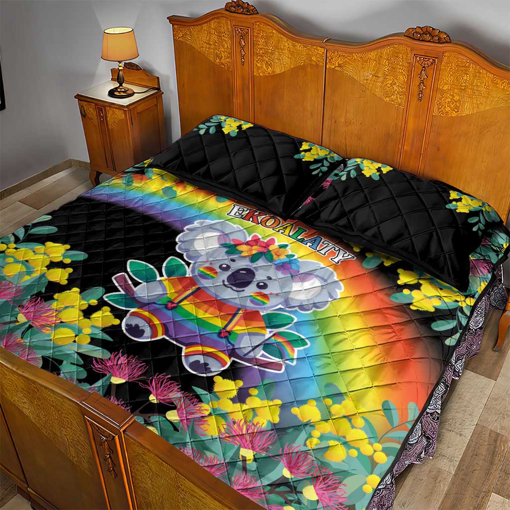 LGBTQ Koala Gay Quilt Bed Set Aussie Koala Bear Ekoalaty