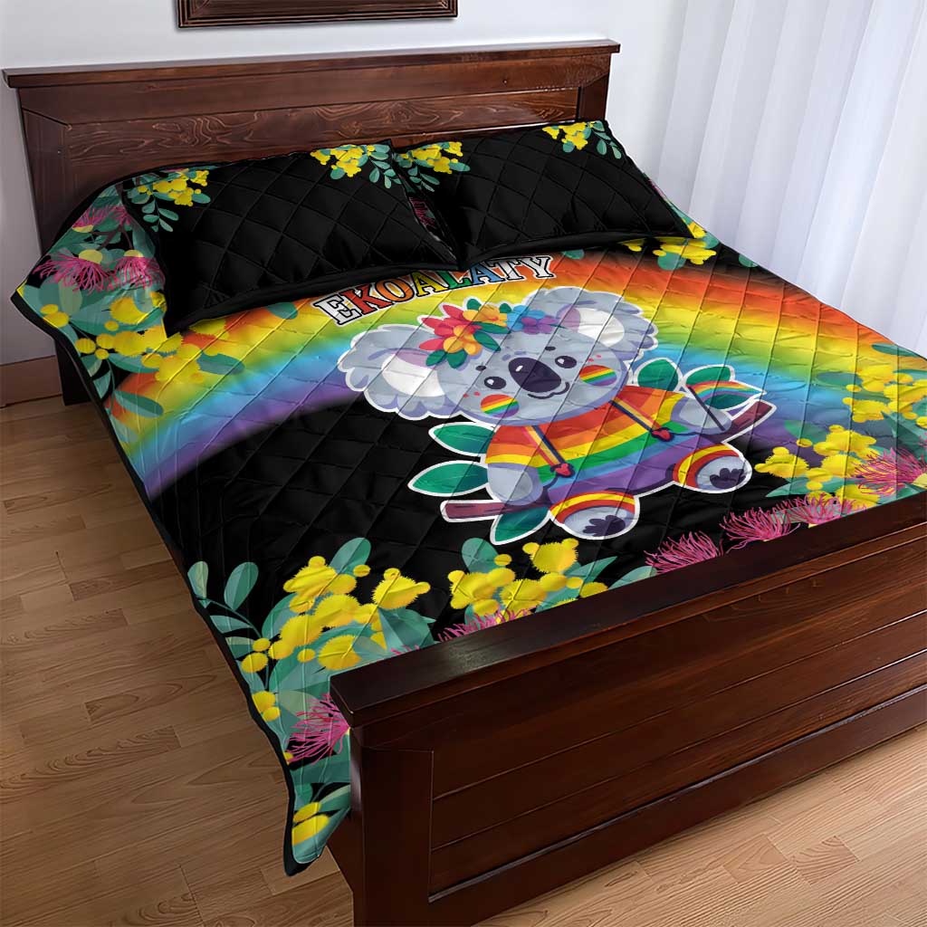 LGBTQ Koala Gay Quilt Bed Set Aussie Koala Bear Ekoalaty