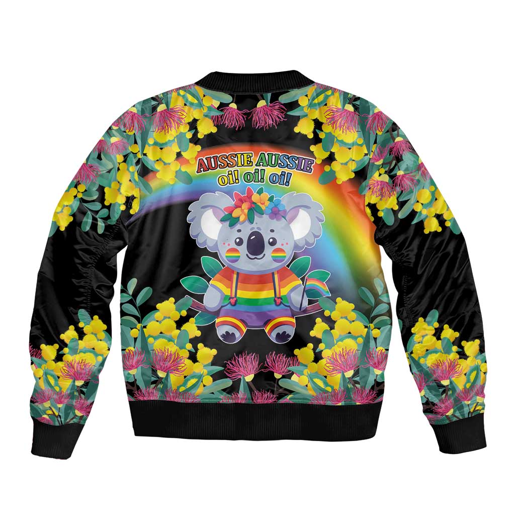 LGBTQ Koala Gay Sleeve Zip Bomber Jacket Aussie Koala Bear Ekoalaty