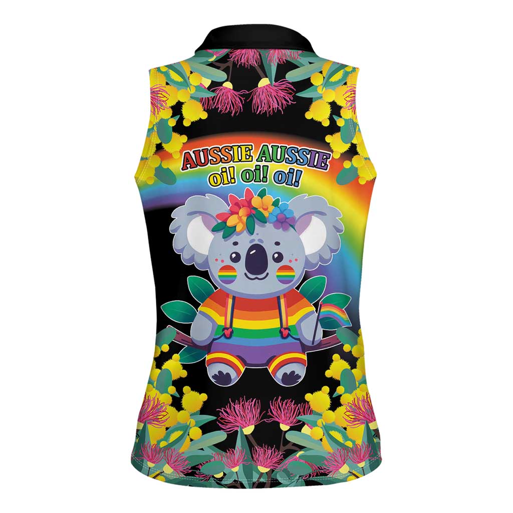 LGBTQ Koala Gay Women Sleeveless Polo Shirt Aussie Koala Bear Ekoalaty