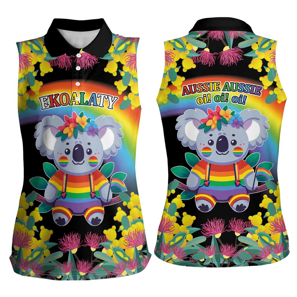 LGBTQ Koala Gay Women Sleeveless Polo Shirt Aussie Koala Bear Ekoalaty