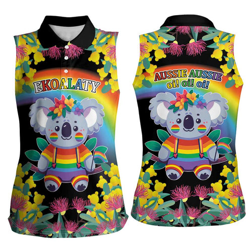 LGBTQ Koala Gay Women Sleeveless Polo Shirt Aussie Koala Bear Ekoalaty