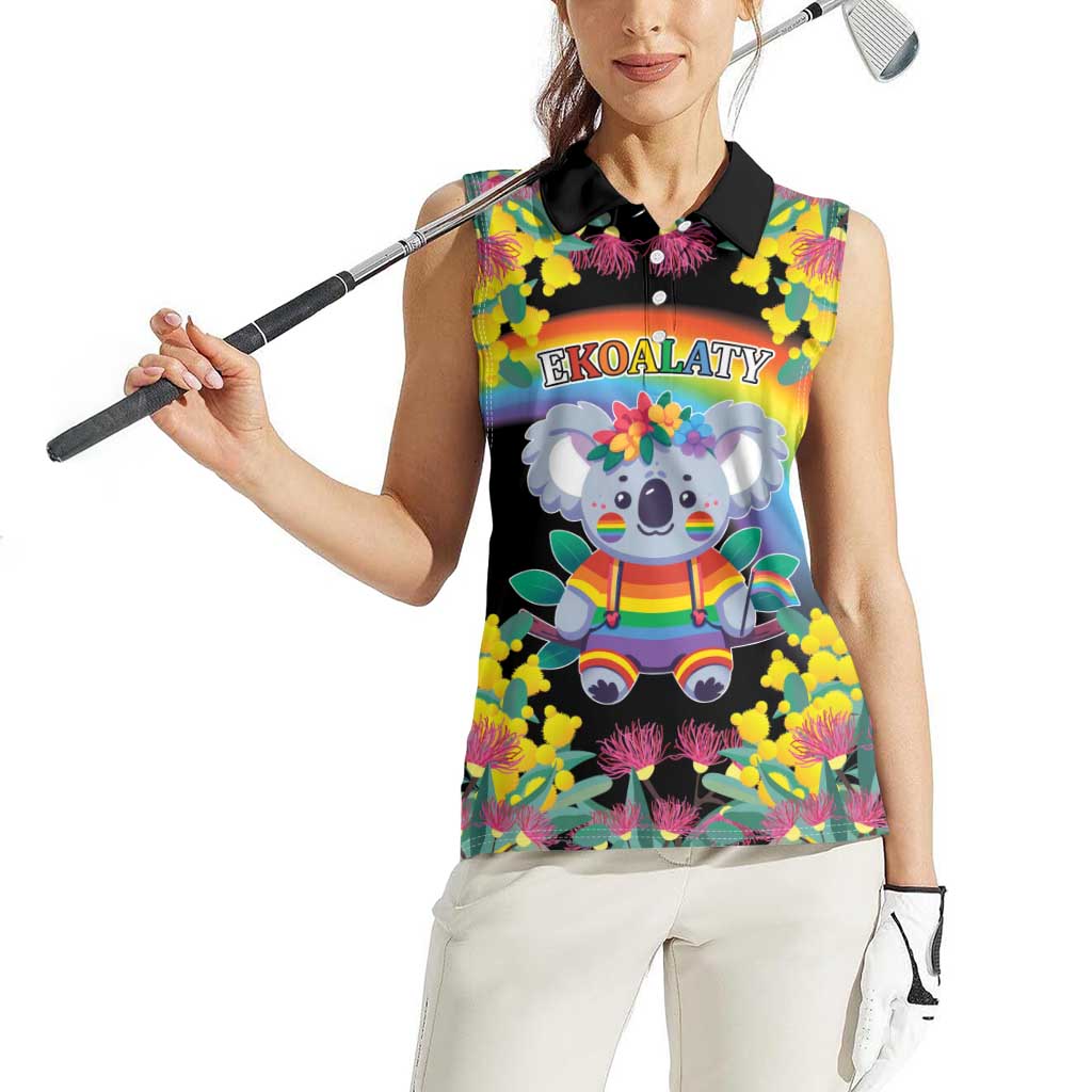 LGBTQ Koala Gay Women Sleeveless Polo Shirt Aussie Koala Bear Ekoalaty