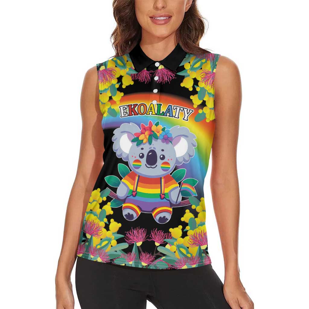 LGBTQ Koala Gay Women Sleeveless Polo Shirt Aussie Koala Bear Ekoalaty