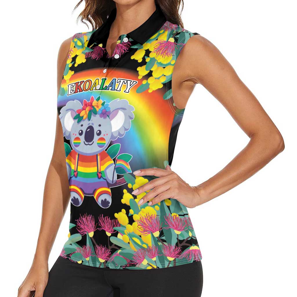 LGBTQ Koala Gay Women Sleeveless Polo Shirt Aussie Koala Bear Ekoalaty