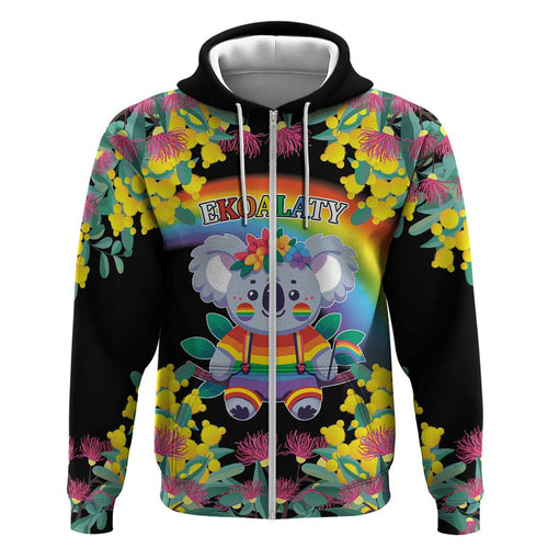 LGBTQ Koala Gay Zip Hoodie Aussie Koala Bear Ekoalaty