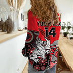 (Custom Text And Number) Dolphins And Dragons Rugby Women Casual Shirt Together Indigenous LT14