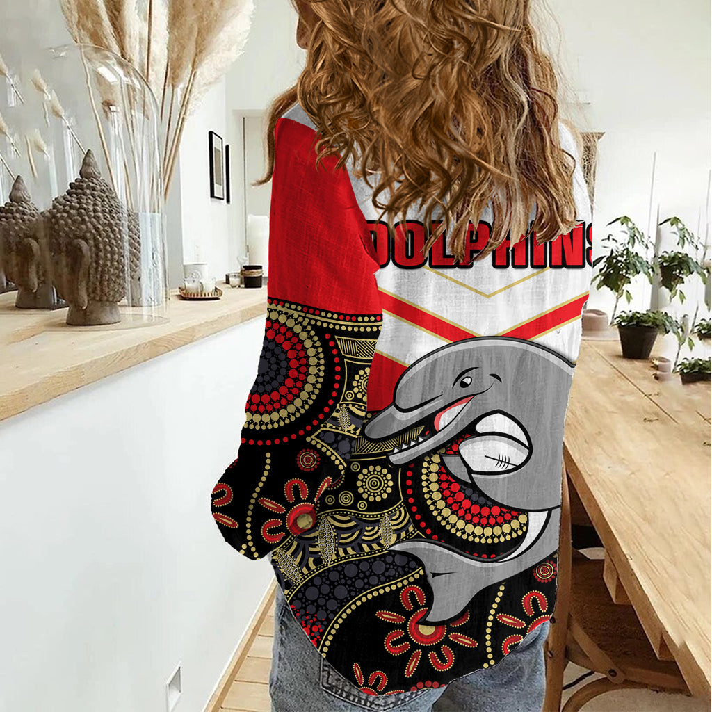 Dolphins Rugby Women Casual Shirt Indigenous Dynamic Version LT14
