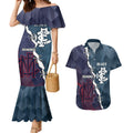 Personalised Demons And Blues Football Couples Matching Mermaid Dress and Hawaiian Shirt Sporty Version