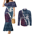 Personalised Demons And Blues Football Couples Matching Mermaid Dress and Long Sleeve Button Shirt Sporty Version