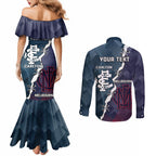 Personalised Demons And Blues Football Couples Matching Mermaid Dress and Long Sleeve Button Shirt Sporty Version