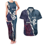 Personalised Demons And Blues Football Couples Matching Tank Maxi Dress and Hawaiian Shirt Sporty Version