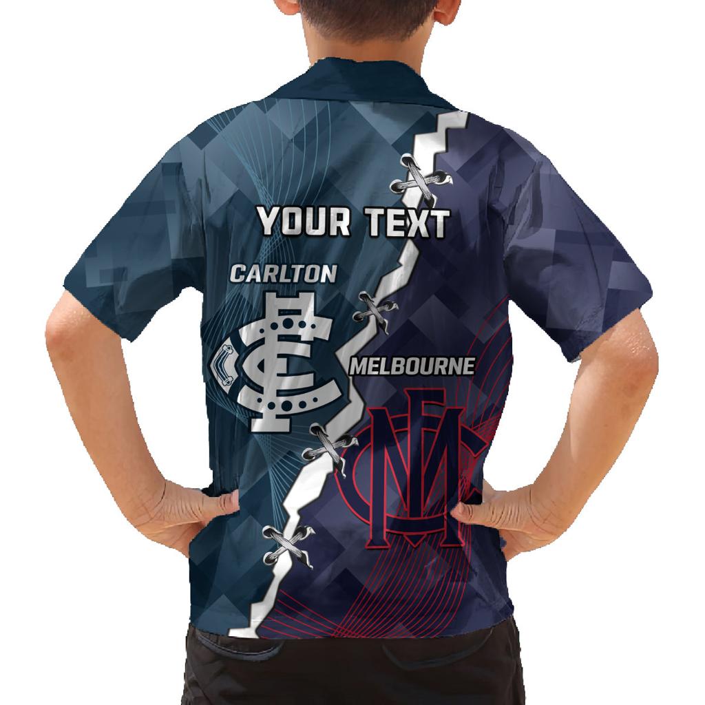 Personalised Demons And Blues Football Family Matching Long Sleeve Bodycon Dress and Hawaiian Shirt Sporty Version