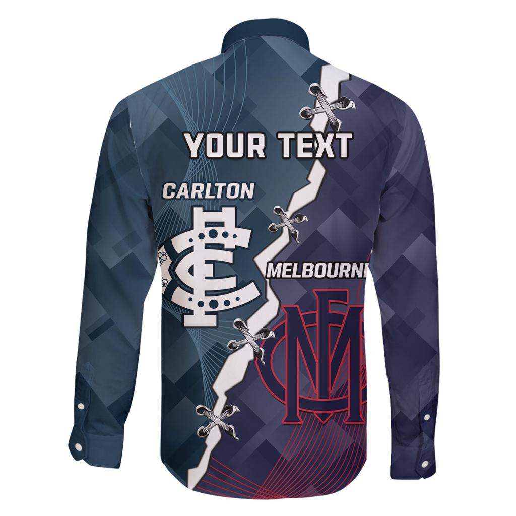 Personalised Demons And Blues Football Family Matching Long Sleeve Bodycon Dress and Hawaiian Shirt Sporty Version