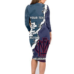 Personalised Demons And Blues Football Family Matching Long Sleeve Bodycon Dress and Hawaiian Shirt Sporty Version
