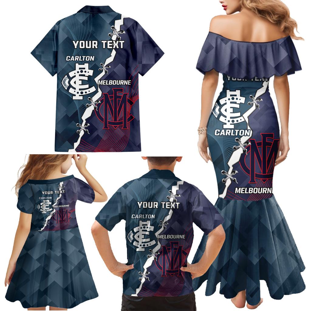 Personalised Demons And Blues Football Family Matching Mermaid Dress and Hawaiian Shirt Sporty Version