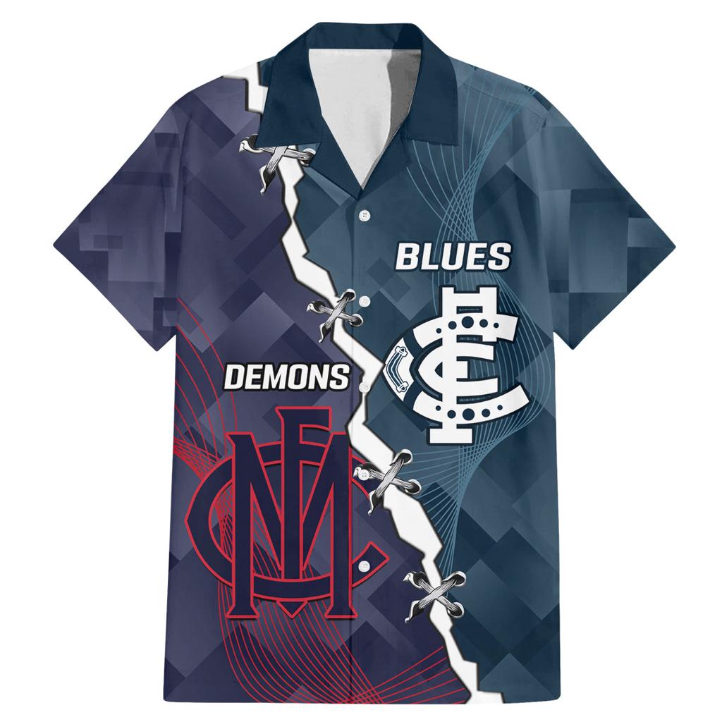 Personalised Demons And Blues Football Family Matching Mermaid Dress and Hawaiian Shirt Sporty Version