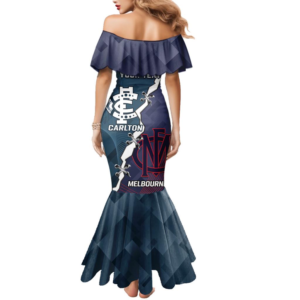 Personalised Demons And Blues Football Family Matching Mermaid Dress and Hawaiian Shirt Sporty Version
