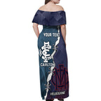 Personalised Demons And Blues Football Family Matching Off Shoulder Maxi Dress and Hawaiian Shirt Sporty Version