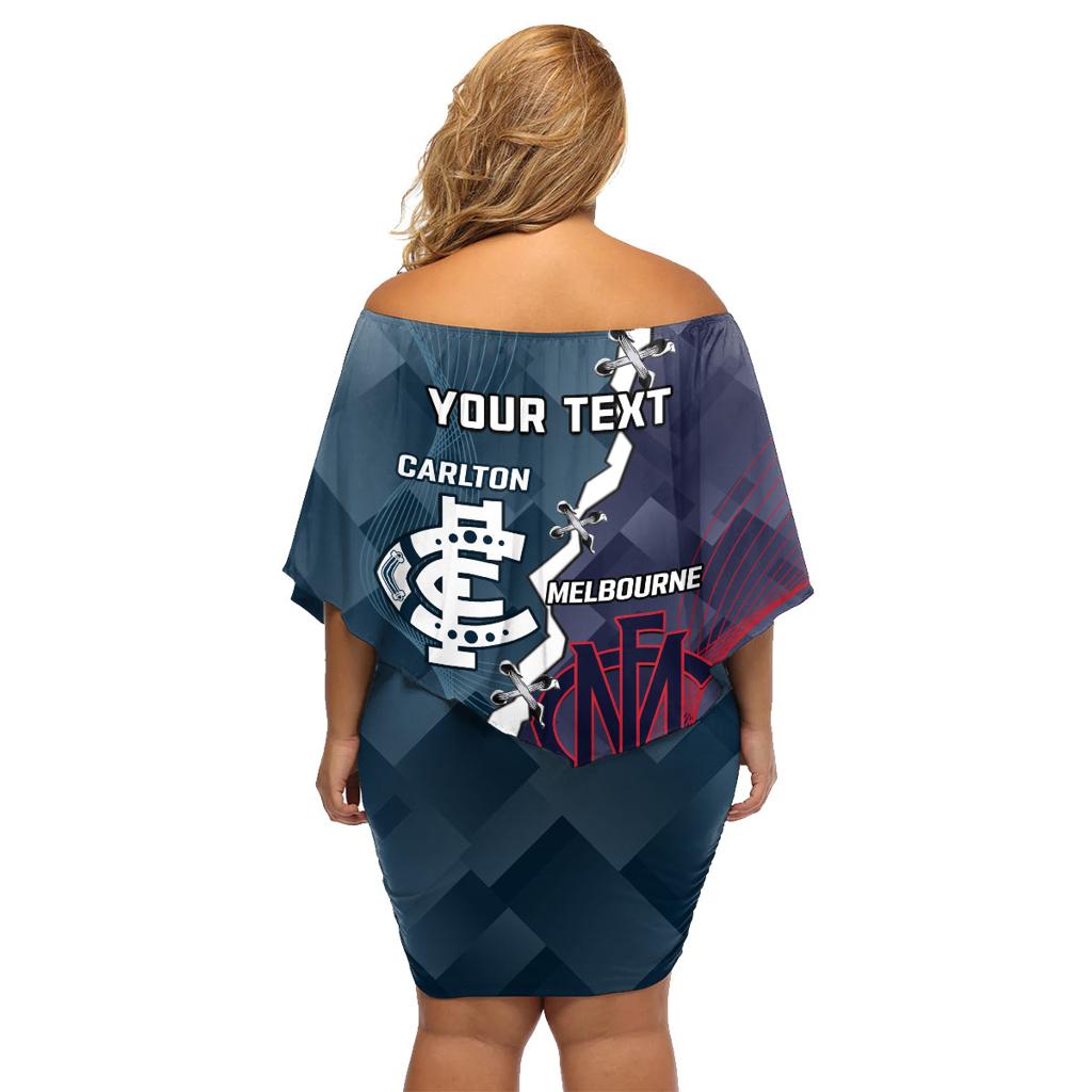 Personalised Demons And Blues Football Family Matching Off Shoulder Short Dress and Hawaiian Shirt Sporty Version