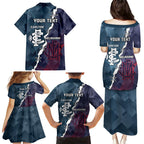 Personalised Demons And Blues Football Family Matching Puletasi and Hawaiian Shirt Sporty Version