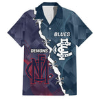 Personalised Demons And Blues Football Family Matching Puletasi and Hawaiian Shirt Sporty Version