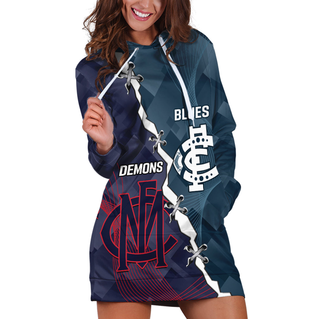 Personalised Demons And Blues Football Hoodie Dress Sporty Version