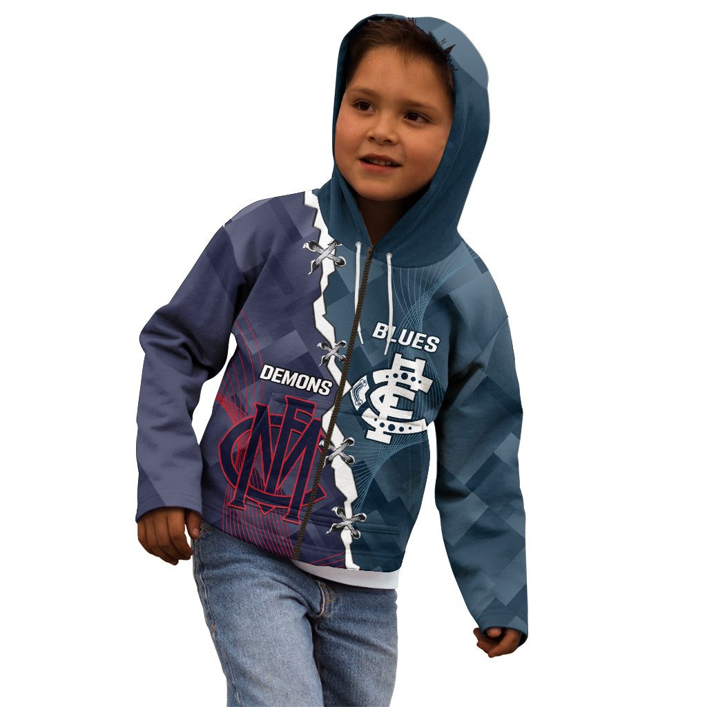 Personalised Demons And Blues Football Kid Hoodie Sporty Version
