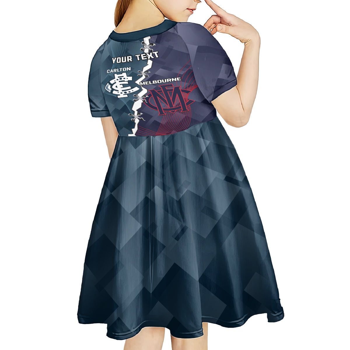Personalised Demons And Blues Football Kid Short Sleeve Dress Sporty Version