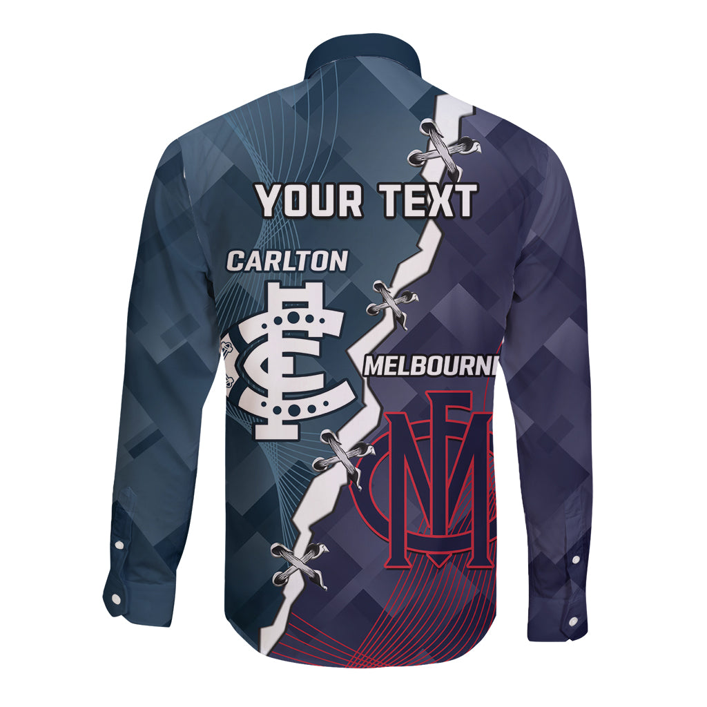 Personalised Demons And Blues Football Long Sleeve Button Shirt Sporty Version