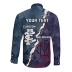 Personalised Demons And Blues Football Long Sleeve Button Shirt Sporty Version