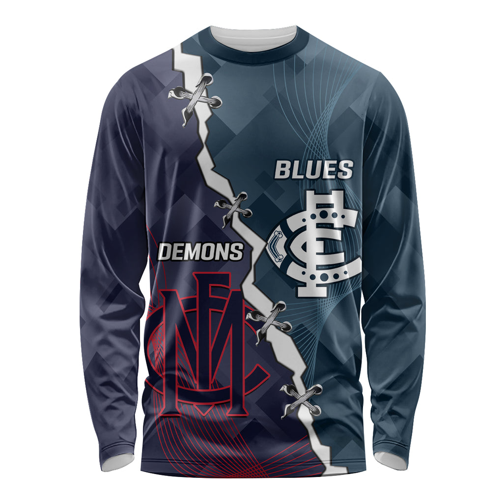 Personalised Demons And Blues Football Long Sleeve Shirt Sporty Version