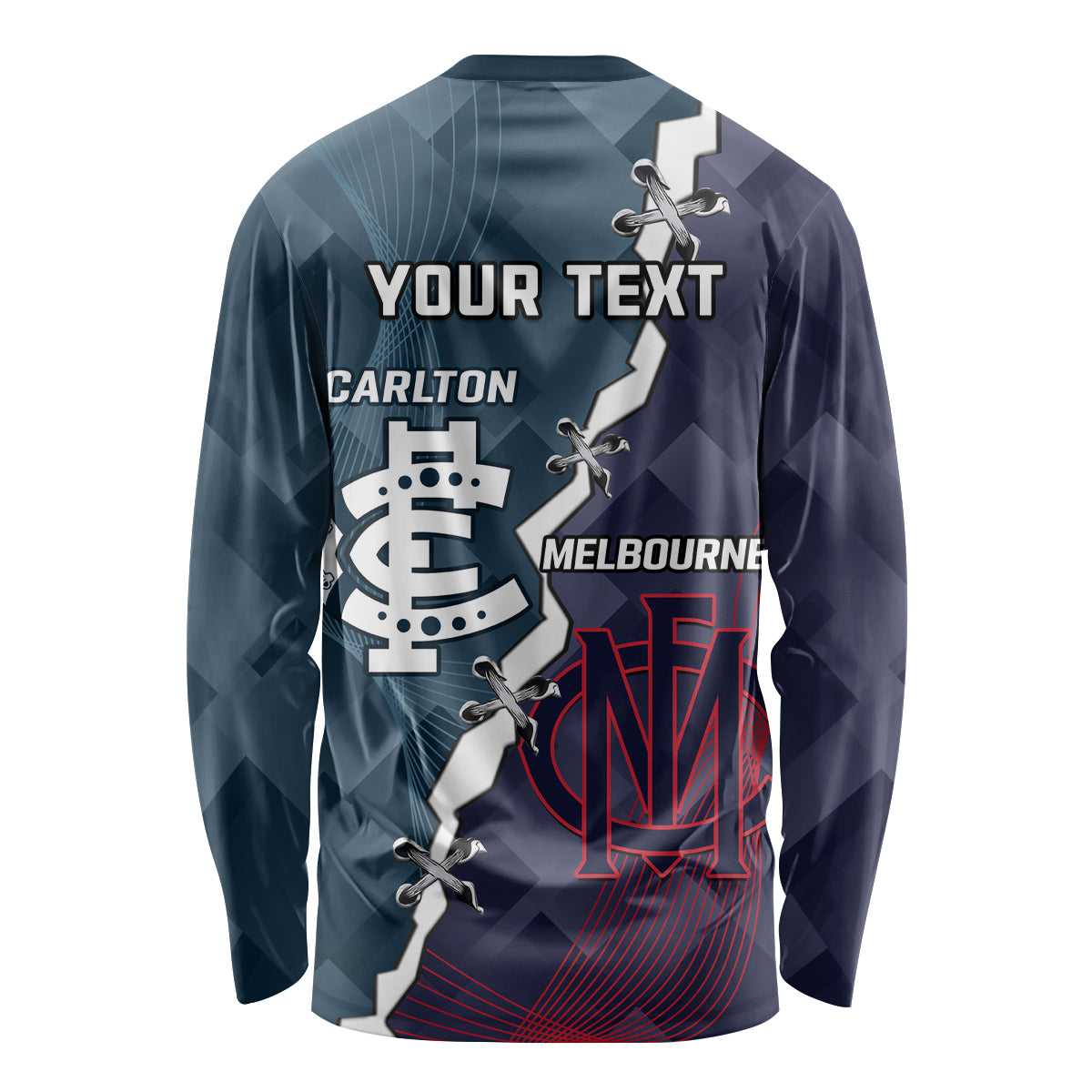 Personalised Demons And Blues Football Long Sleeve Shirt Sporty Version