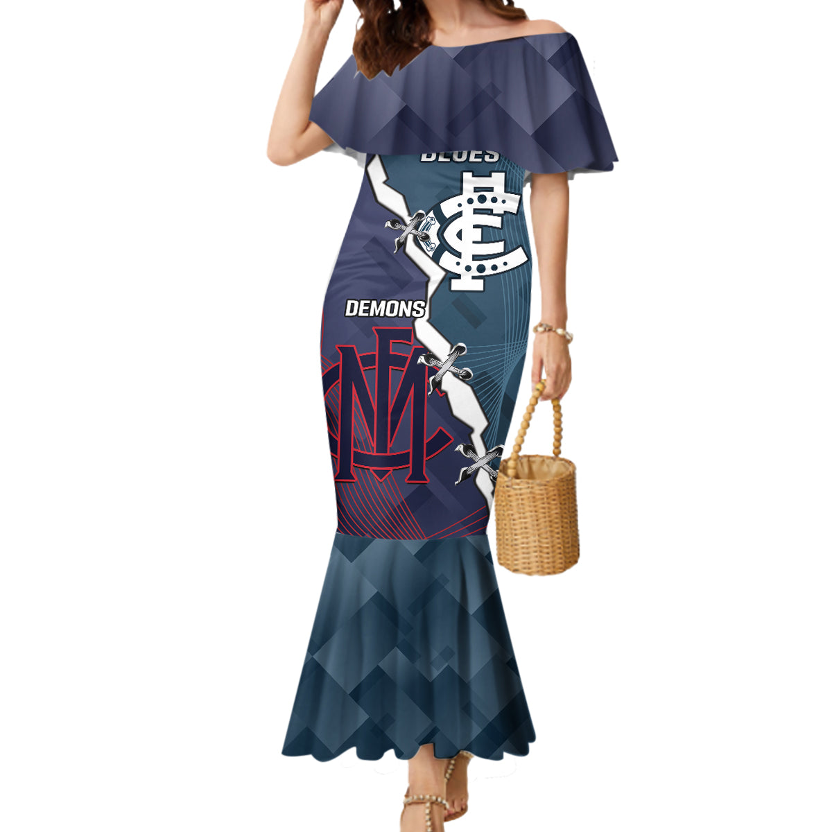 Personalised Demons And Blues Football Mermaid Dress Sporty Version