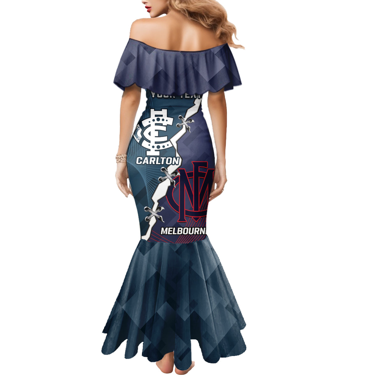 Personalised Demons And Blues Football Mermaid Dress Sporty Version