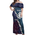 Personalised Demons And Blues Football Off Shoulder Maxi Dress Sporty Version
