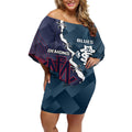 Personalised Demons And Blues Football Off Shoulder Short Dress Sporty Version