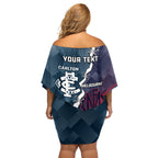 Personalised Demons And Blues Football Off Shoulder Short Dress Sporty Version