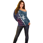 Personalised Demons And Blues Football Off Shoulder Sweater Sporty Version