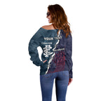 Personalised Demons And Blues Football Off Shoulder Sweater Sporty Version