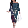 Personalised Demons And Blues Football Off The Shoulder Long Sleeve Dress Sporty Version