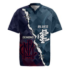 Personalised Demons And Blues Football Rugby Jersey Sporty Version