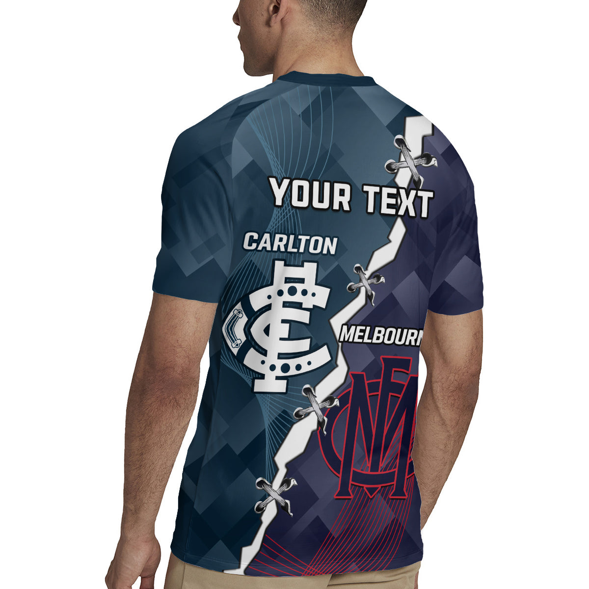 Personalised Demons And Blues Football Rugby Jersey Sporty Version